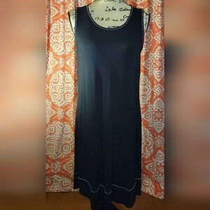 J. Jill Casual Little Black Mini Tank Dress A-Line Ivory Stitching Detail